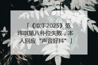 《歌手2025》范玮琪第八补位失败，本人回应“声音好抖”