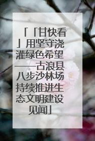 「甘快看」用坚守浇灌绿色希望——古浪县八步沙林场持续推进生态文明建设见闻