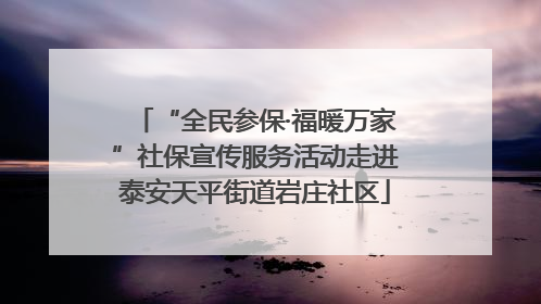 “全民参保·福暖万家”社保宣传服务活动走进泰安天平街道岩庄社区