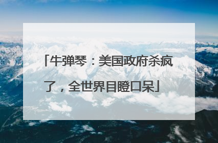 牛弹琴：美国政府杀疯了，全世界目瞪口呆