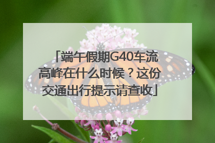 端午假期G40车流高峰在什么时候？这份交通出行提示请查收