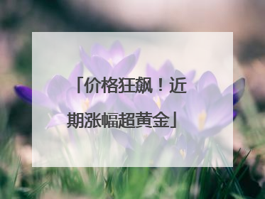 价格狂飙！近期涨幅超黄金