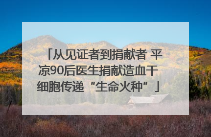从见证者到捐献者 平凉90后医生捐献造血干细胞传递“生命火种”