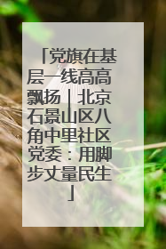 党旗在基层一线高高飘扬｜北京石景山区八角中里社区党委：用脚步丈量民生