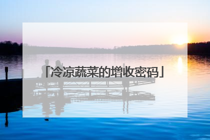 冷凉蔬菜的增收密码