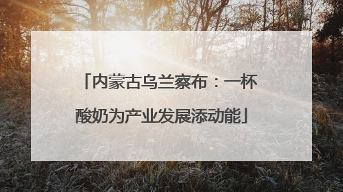 内蒙古乌兰察布：一杯酸奶为产业发展添动能