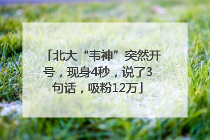 北大“韦神”突然开号，现身4秒，说了3句话，吸粉12万
