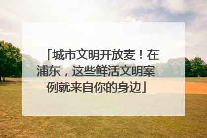 城市文明开放麦！在浦东，这些鲜活文明案例就来自你的身边