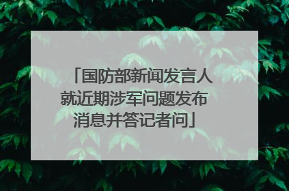 国防部新闻发言人就近期涉军问题发布消息并答记者问