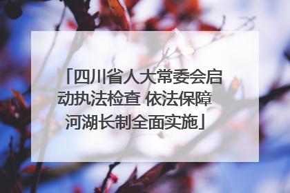 四川省人大常委会启动执法检查 依法保障河湖长制全面实施