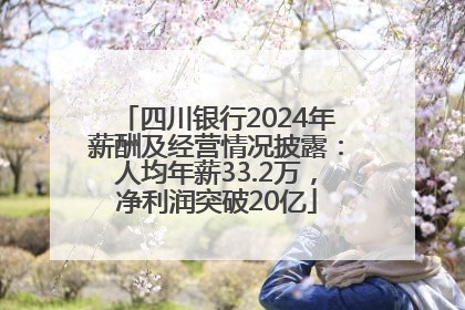 四川银行2024年薪酬及经营情况披露：人均年薪33.2万，净利润突破20亿