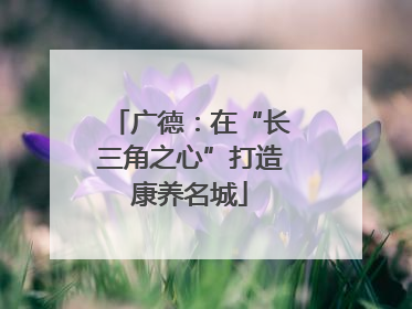 广德：在“长三角之心”打造康养名城