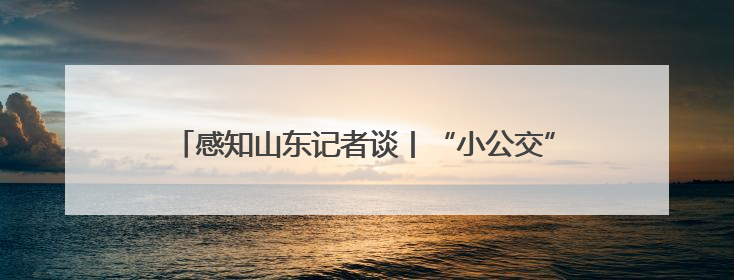 感知山东记者谈丨“小公交”大作为 驱动乡村振兴新引擎