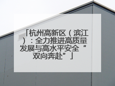 杭州高新区（滨江）：全力推进高质量发展与高水平安全“双向奔赴”