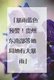 暴雨蓝色预警！贵州东南部等地局地有大暴雨