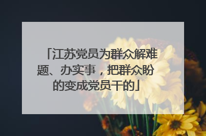 江苏党员为群众解难题、办实事，把群众盼的变成党员干的