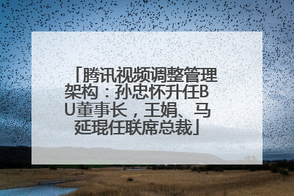 腾讯视频调整管理架构：孙忠怀升任BU董事长，王娟、马延琨任联席总裁