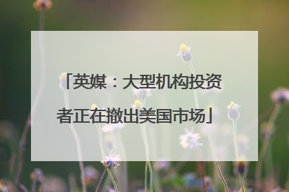 英媒：大型机构投资者正在撤出美国市场