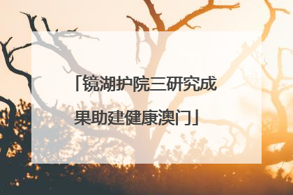 镜湖护院三研究成果助建健康澳门