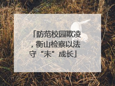 防范校园欺凌，衡山检察以法守“未”成长