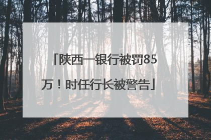 陕西一银行被罚85万！时任行长被警告