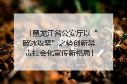 黑龙江省公安厅以“破冰攻坚”之势创新禁毒社会化宣传新格局