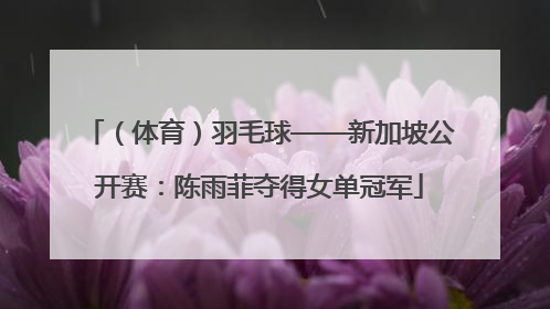 （体育）羽毛球——新加坡公开赛：陈雨菲夺得女单冠军