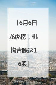 6月6日龙虎榜，机构青睐这16股